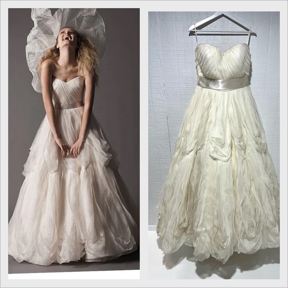 Watters Brides  Chantelle silk strapless cream bridal gown size 10 - Picture 1 of 17